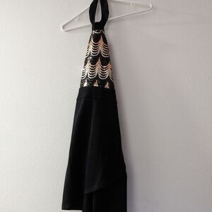 Crystal Doll Black and Gold Sequin Halter Dress, Junior Girls 5